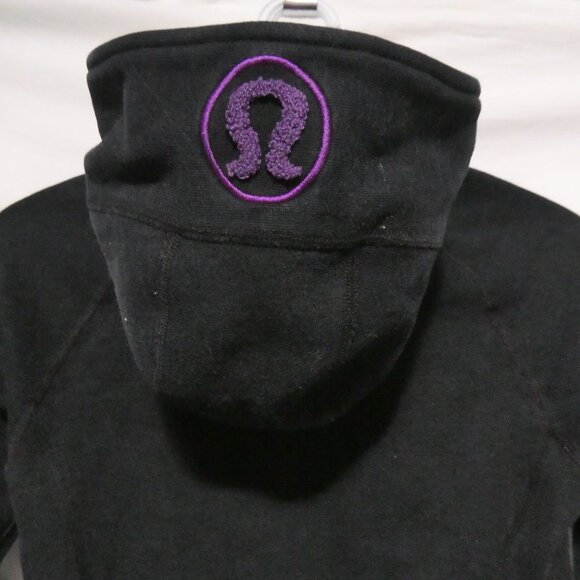 LULULEMON | size 4 | Black Scuba Hoodie W/ Purple Lining and Omega - Picture 11 of 15